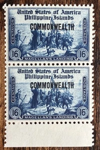 Filipinas Sc 417, sobreimpresión de la Commonwealth, par con ribete, MNH, OG - Imagen 1 de 3