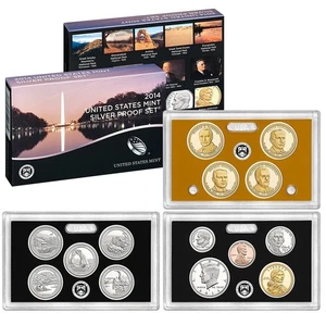 2014 U.S. Mint Silber Proof Set 14 Münzen mit Box & COA ~~ SCHÖN ~~ - Bild 1 von 1
