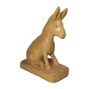 Vintage handgeschnitzte Holzfigur Esel Maultier Burro sitzendes Pferd 8 1/2 Zoll - Bild 1 von 9