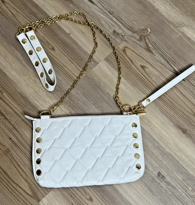 Hammitt White Embossed Diamond Quilted Crossbody or Wristlet With Gold Rivets - Image 1 of 4