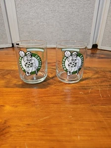 2 Vintage 1986 Boston Celtics NBA World Champions 4" Drinking Glass by Mobil - Picture 1 of 10