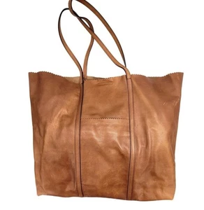 Banana Republic Vintage Bohemian Brown Leather Double Handle Tote Bag Handbag - Picture 1 of 13