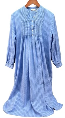 Camisón franela vintage LL Bean para mujer S Petite azul dobby pintucked cottagecore Foto 1 de 4