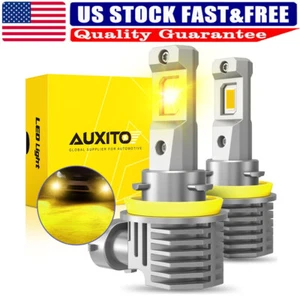 AUXITO CANBUS H9 H8 H11 LED Fog Light Bulbs Super Bright 3000K Yellow 6000LM 32W - Picture 1 of 15