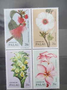 palau, Christmas flowers, block of 4 stamps, 20 cents, 1984, Scott 64a - Picture 1 of 1