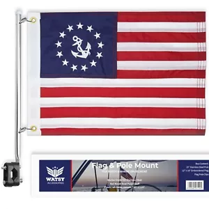 Bandiera barca yacht USA con kit pali cabina 12x18 pollici impermeabile ricamato marino - Foto 1 di 6