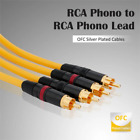 Paire de fiches mâles cordon plaqué argent RCA HIFI audio RCA fil d'interconnexion
