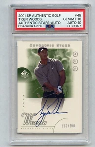 TIGER WOODS 2001 SP AUTHENTIC Rookie Autograph /900 GOLF PSA 10 / 10 auto - Picture 1 of 2