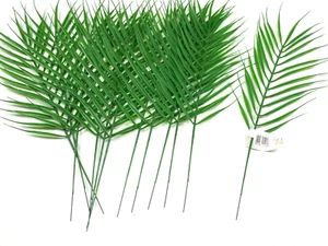 Pack of 12 Artificial Palm Leaves 44cm - Green Tropical Foliage - Picture 1 of 4
