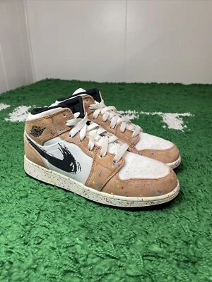 Size 5.5Y - Nike Air Jordan 1 Mid SE GS "Brushstroke" DA8006-100 - Image 1 of 4