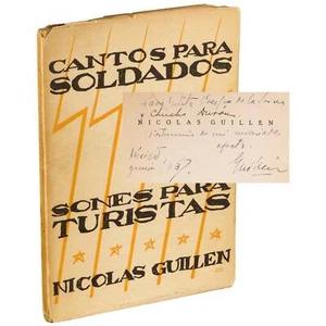 Nicolás Guillén / Cantos para soldados y sones para Signed 1st ed - Imagen 1 de 4