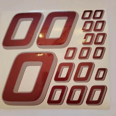 Metallic Burgandy w gray #0's Racing Vinyl Decal Sheet 1/10-1/12 DEFECTIVE BOXD - Image 1 of 4