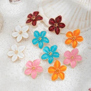 Multicolored Flower Earrings Small Spring Summer Earrings Women - Afbeelding 1 van 15