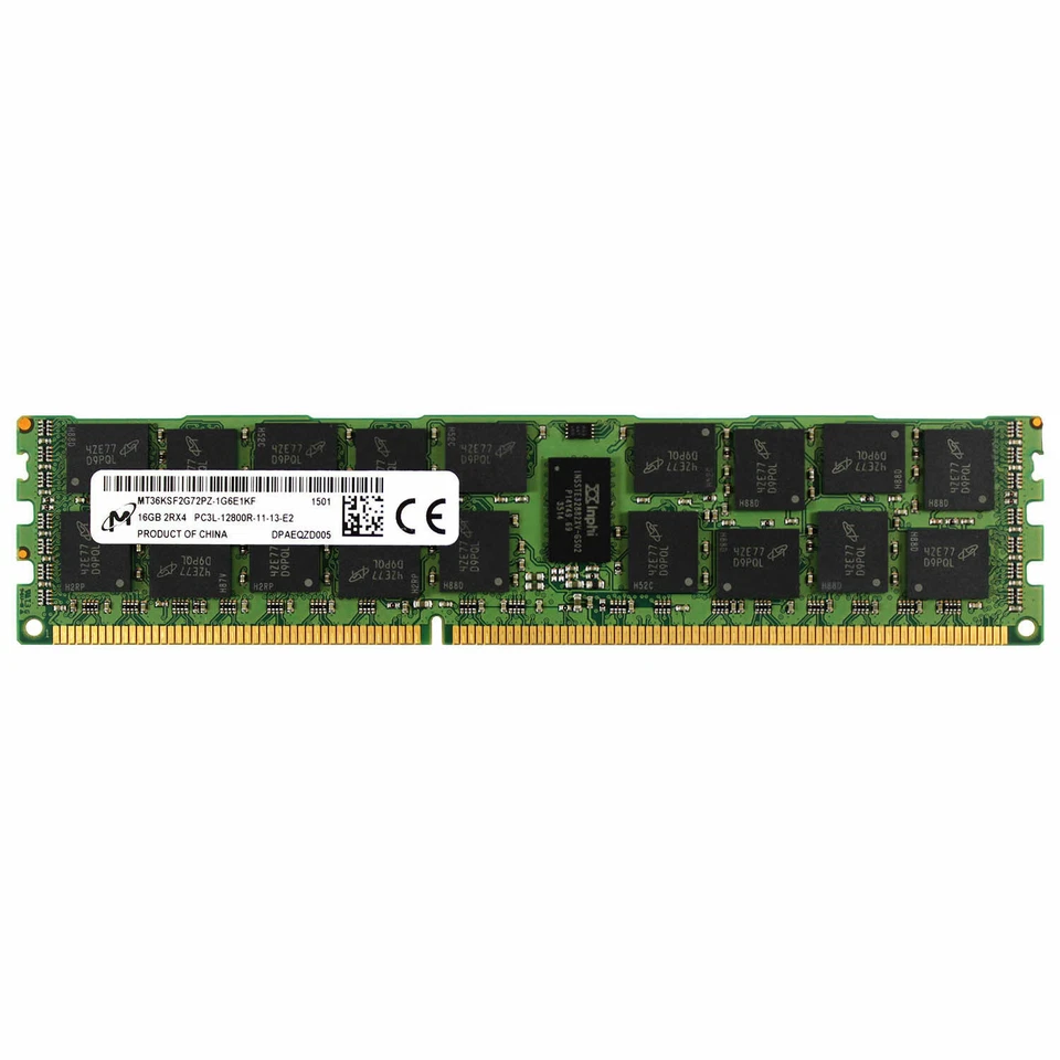 Micron 16GB 2Rx4 PC3L-12800R DDR3 1600 MHz 1.35V ECC REG RDIMM Memory RAM 1x 16G - Image 1 of 1