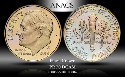 2016-S ROOSEVELT DIME ANACS PR70 DCAM PROOF FINEST KNOWN Cover