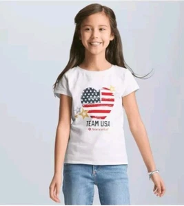 American Girl Team USA Heart Stars & Stripes T-shirt for Girl Only size L 14-16 - Picture 1 of 6