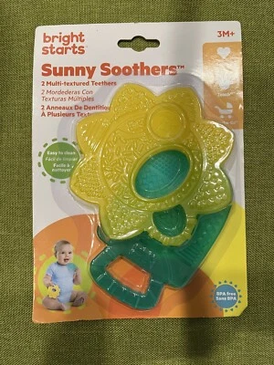 BRIGHT STARTS SUNNY SOOTHERS 2 MULTI-TEXTURED TEETHERS 3M+ - Image 1 of 2
