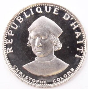 1973 Haiti 25 Gourdes silver coin KM102 Columbus .249 oz silver  Gem Proof - Picture 1 of 2