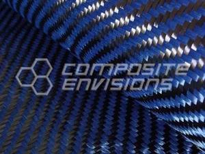 Carbon Fiber/Blue Made with Kevlar Fabric 2x2 Twill 3k 50"/127cm 5.5oz/186gsm - Picture 1 of 1