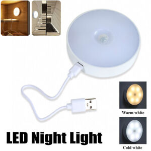 6 LED Motion Sensor Night Light Indoor Stairs Hallway Home Lamp USB Charging