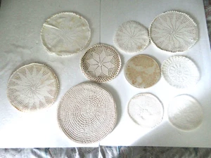Vintage Unique Lot 9 Crocheted Round Hot Pads Removable Covers - Picture 1 of 9