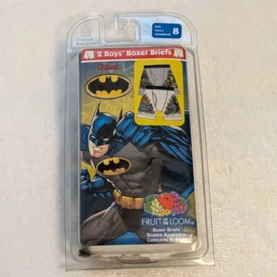 BATMAN 2 BOYS BOXER BRIEFS UNDERWEAR SIZE 8 NEW SEALED FRUIT OF THE LOOM FUNPALS - Image 1 of 4