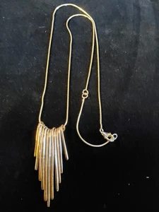 Vtg 925 Sterling Silver Fringe Necklace With Tiny Center Stone 17 To 20" - Picture 1 of 9