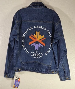 Vintage 2002 Olympics Salt Lake City Jeansjacke Herren Small Winter Games Neu  - Bild 1 von 14