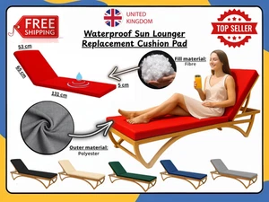 Sun Lounger Replacement Cushion Pad Waterproof Outdoor Garden Bench Recliner Pad - Picture 1 of 30