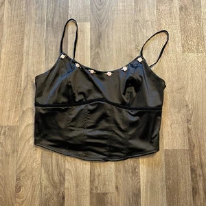 NWT Wild Fable Black Satin Rosette Corset Size Large - Picture 1 of 6