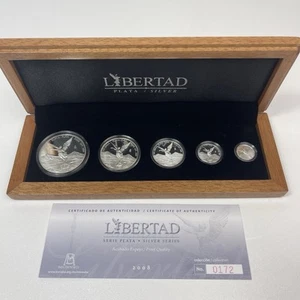 2008 Mexico Proof Fractional Onza Libertad 1.9 oz Total .999 Silver Set Banco De - Picture 1 of 10