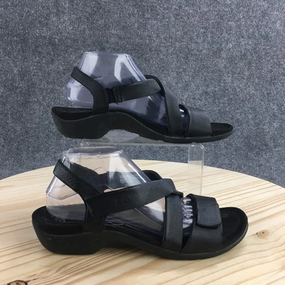 ABEO Sandals Womens 11 Narrow Black Norma Strappy Leather Wedge BioSystem - Image 1 of 4