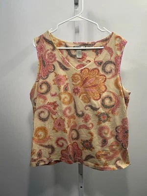 Camisa floral naranja mediana Caribbean Joe para mujer, talla X-grande. 2W Foto 1 de 4