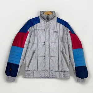 Ellesse VTG Jacket Womens M Silver Colorblock Sleeve Full Zip Made in Italy - Picture 1 of 24