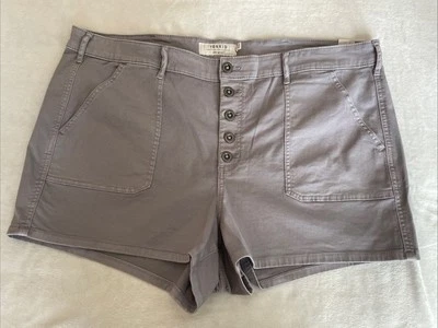 NWT TORRID Plus Size Stretch Cotton Gray High Rise Button Fly Shorts - Image 1 of 4