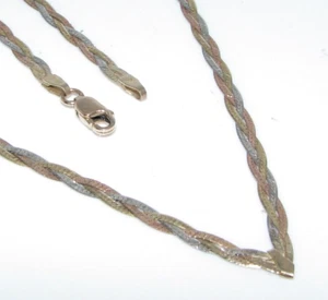 Damen Frauen Halskette 9 kt 9 Karat Mehrfarbig Gold Vintage Fischgrät - Bild 1 von 7