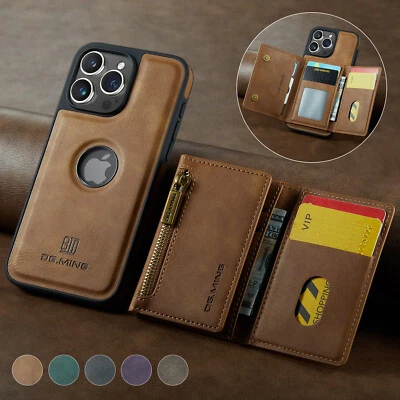 2-in-1 Removable Magnetic Flip Leather Card Wallet Case Cover For Cell Phones M5 - Image 1 of 4