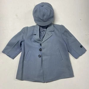 Vintage Nursery Rhyme Pea Coat & Hat, pink bibs, blue jumper - Picture 1 of 16
