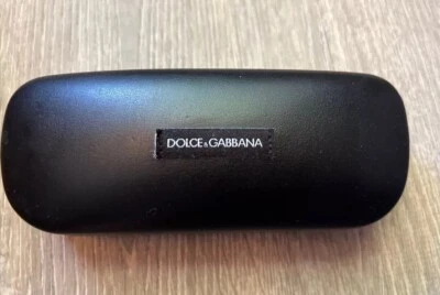 DOLCE & GABBANA Sunglass Eye Glass Clamshell Hard Case Black Leather Logo - Image 1 of 4
