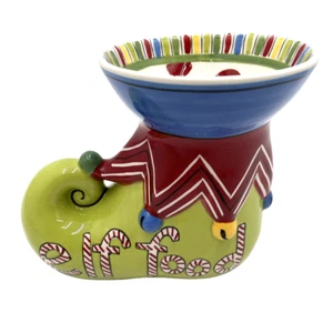 RARE Mandy Bagwell Simply Christmas Rare Elf Food Boot Figural Open Candy Dish - Picture 1 of 12