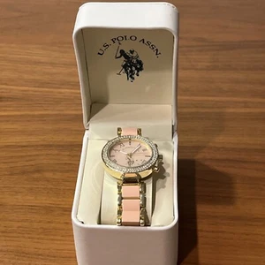 U.S. Polo Assn. Women's USC40063 Gold-Tone and Pink Bracelet Watch - Picture 1 of 7