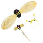 3tlg. Kinder Kostüm Fliegen Fee Gelb: Flügel, Antenne, Stirnband, Zauberstab