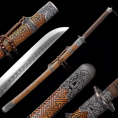 Espada afilada samurai japonesa katana acero T10 talla palo de rosa de 40"" hecha a mano Foto 1 de 4