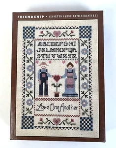 Freundschaft Grußkarten Kreuzstich Muster Grafik christliche Botschaft Set 12 - Bild 1 von 6