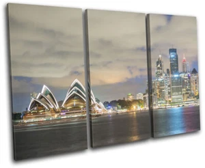 Sydney Skyline Harbour Opera House City TREBLE CANVAS WALL ART Picture Print - Picture 1 of 1