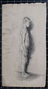 Józef Teofil Smoliński Knabenakt Akt Original Kohle Zeichnung um 1900 - Picture 1 of 1