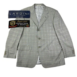 Lardini Men's Wool Gray Plaid Blazer Super 120's Sport Coat US 46L Italy - Picture 1 of 22