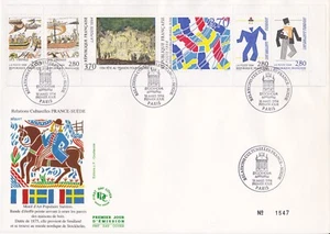 Enveloppe Grand Format 1er jour 1994 France Suède Relations Culturelles - Picture 1 of 2