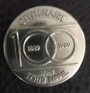 Paris TOUR EIFFEL 1889-1989 Collectible Franc Commemorative Medal Centenaire 100 - Picture 1 of 4