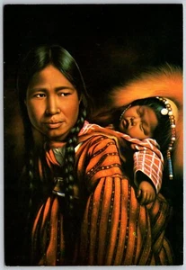 Postcard Ontario Greetings from Moosonee Indian Indigenous Mother Child Miguel - Picture 1 of 2